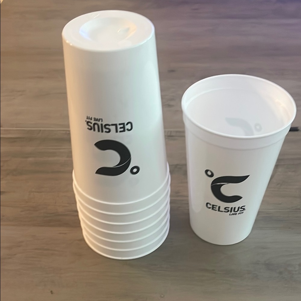 Celsius White Plastic Cups